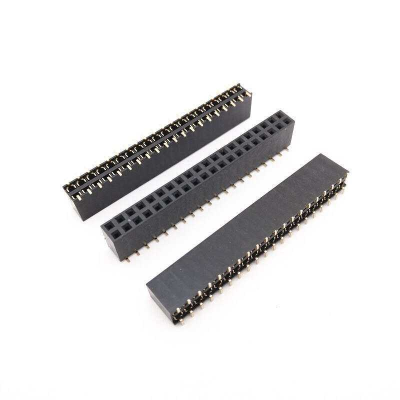 2.54mm 2×20 Pin Female Double Row SMT Header Strip (Pack of 3)