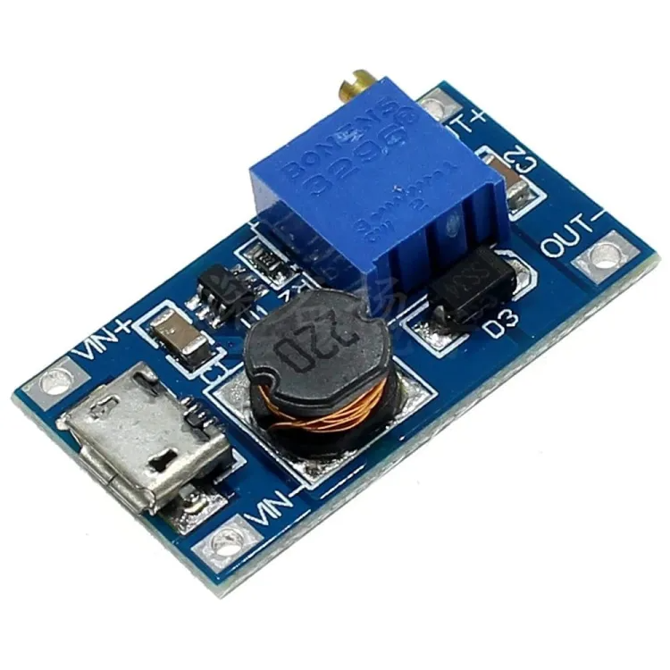 MT3608 Micro USB DC-DC Voltage Regulator Step Up Boost Converter Power Supply Board 2V-24V to 5V-28V 2A