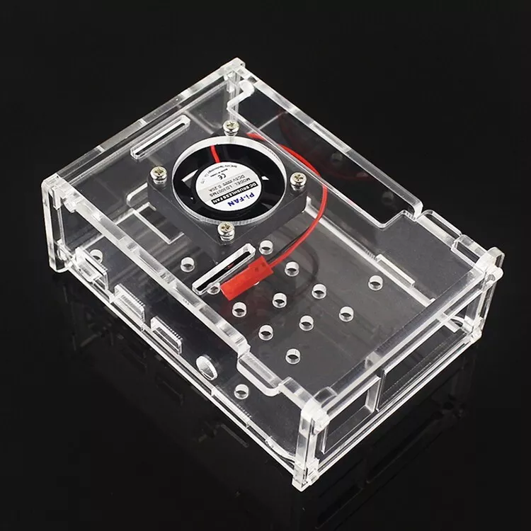 Raspberry Pi 4 Model B Clear Acrylic Case Enclosure Box Kit with Cooling Fan US