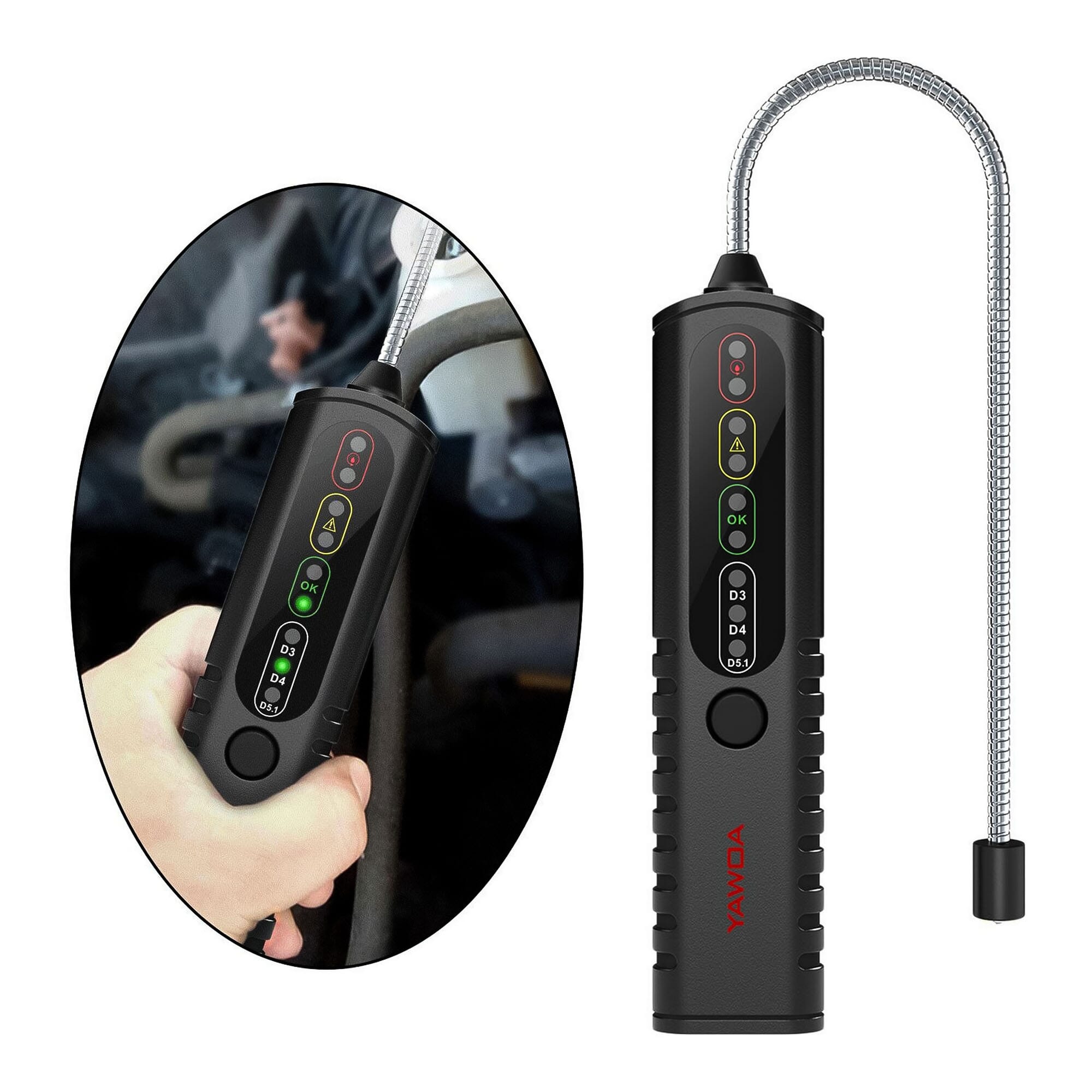 BF100 Brake Fluid Tester Automotive Liquid Testing Tool DOT3/DOT4/DOT5.1 Green/Yellow/Red LED Liquid Testing BF 100