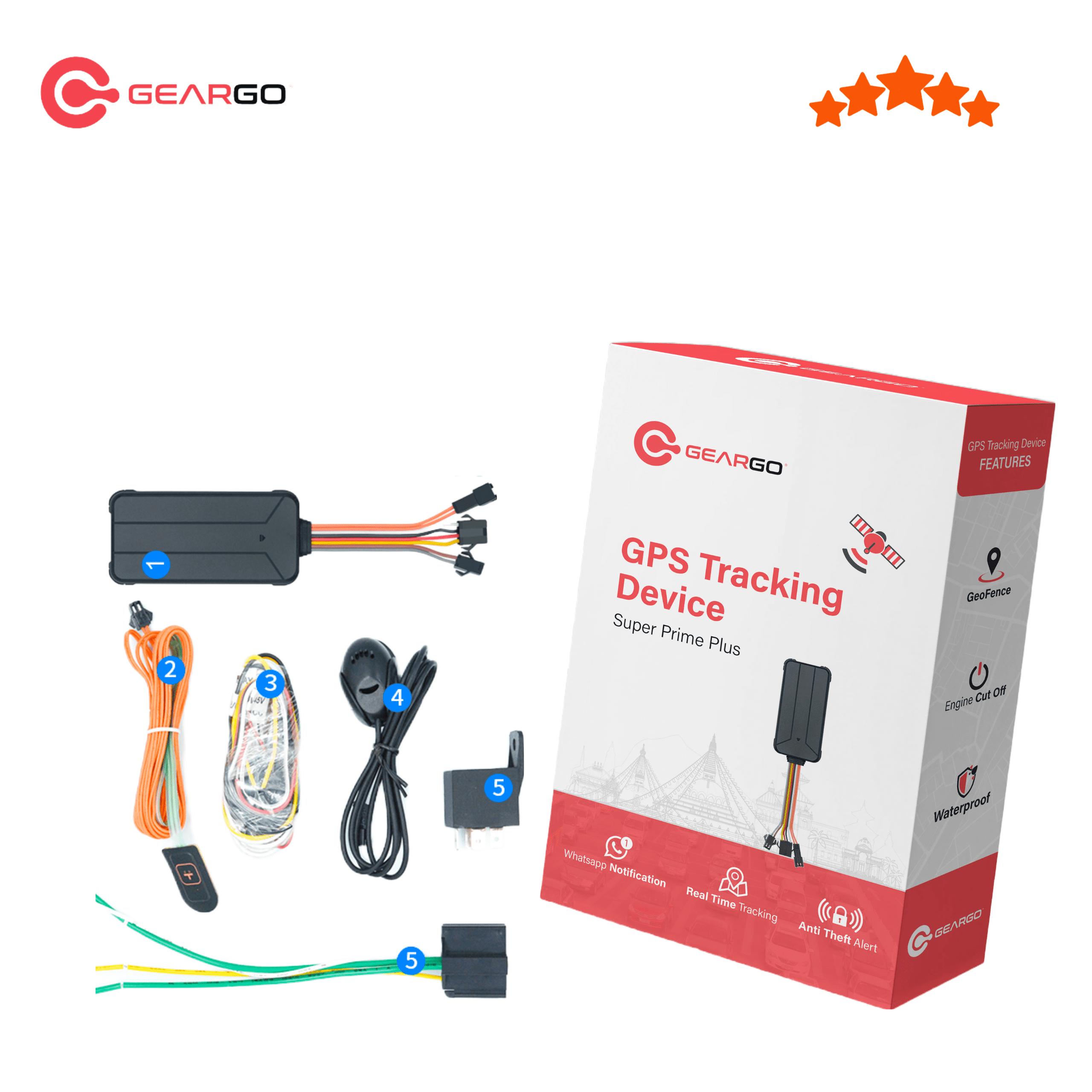 GearGO Super Prime Plus Real Time Gps Tracker with Inbuilt Battery and Theft Protection - GPS Tracker |