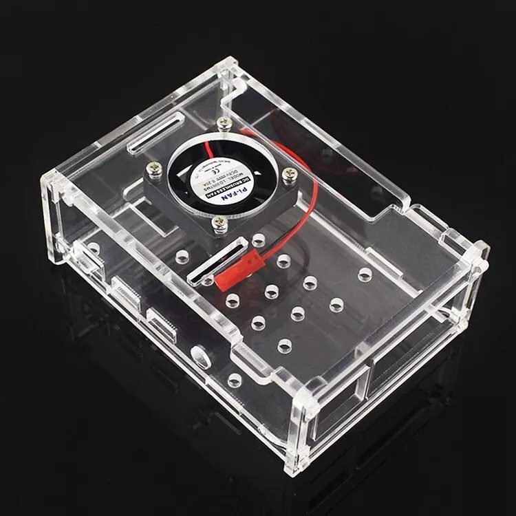 Raspberry Pi 4 Model B Clear Acrylic Case Enclosure Box Kit with Cooling Fan US