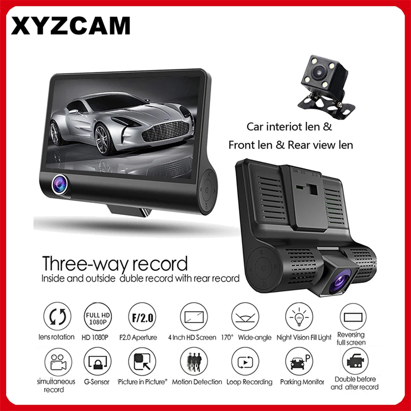 XYZCAM 3 Dashcam Camera Lens 4.0 Inch Screen Car Dash camera