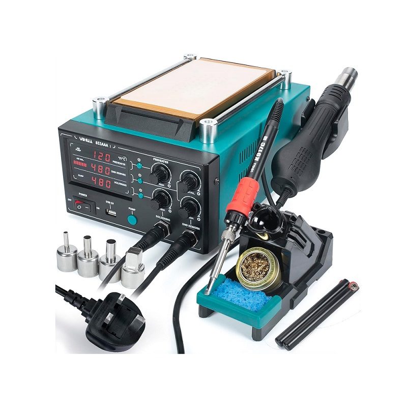 YIHUA 853AAA-I 3-in-1 Digital SMD Rework Station  - Soldering, Desoldering, Hot AirGun & Preheat BGA