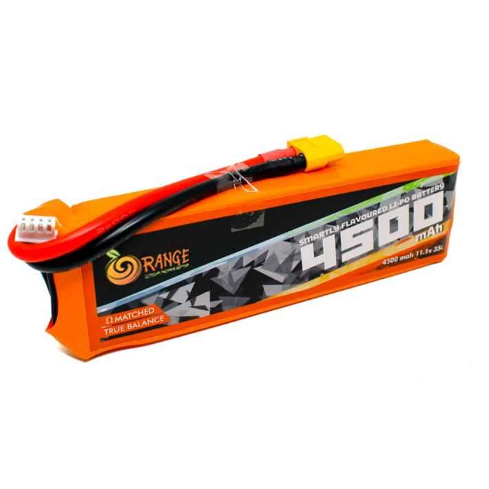 Orange 11.1V 4500mAh 35C 3S Lithium Polymer Battery Pack - Robo Nepal