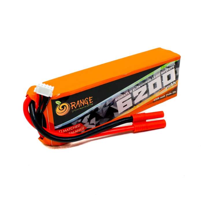 Orange 14.8V 6200mAh 25C 4S Lithium Polymer Battery Pack - Robo Nepal