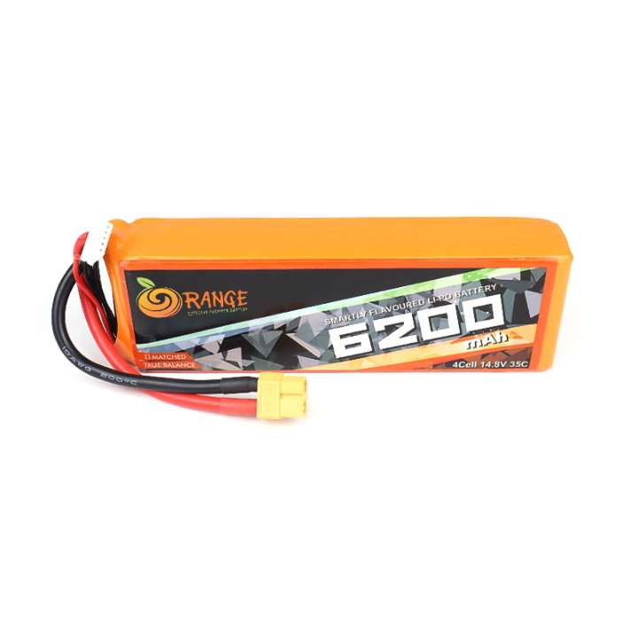 Orange 14.8V 6200mAh 35C 4S Lithium Polymer Battery Pack - Robo Nepal