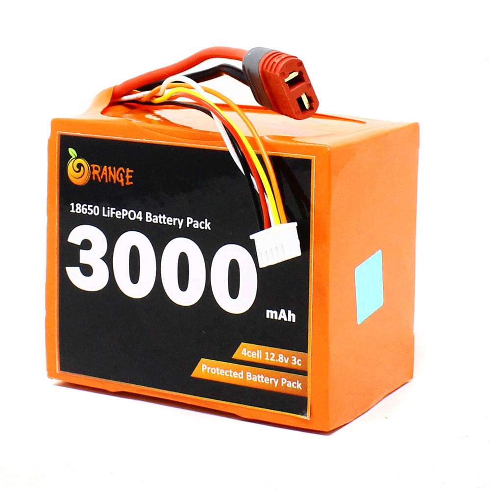 Orange IFR 18650 12.8V 3000mAh 3C 4S2P LiFePO4 Battery Pack - Robo Nepal